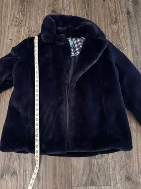 Draper James Navy Faux Fur Teddy Jacket